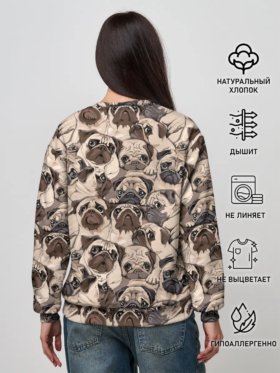 Женский свитшот / Мопсы