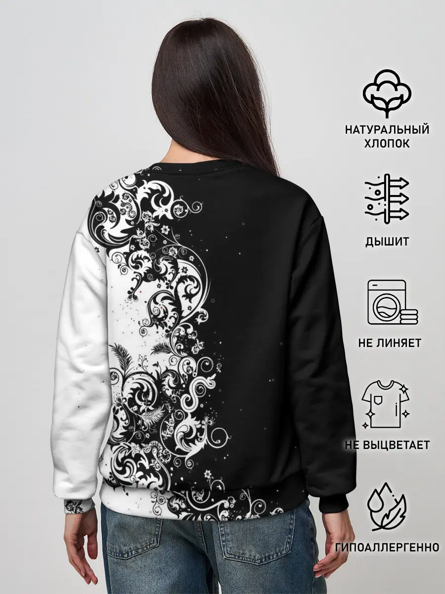 Женский свитшот / Черно-белый узор.