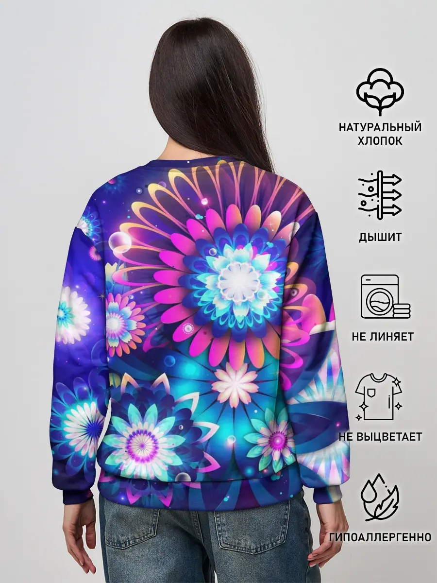 Женский свитшот / Неоновые Цветы