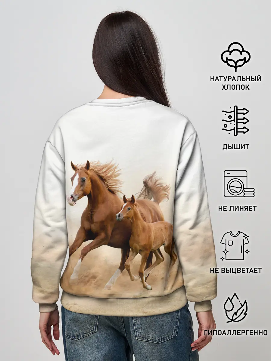 Женский свитшот / Лошадь с жеребенком