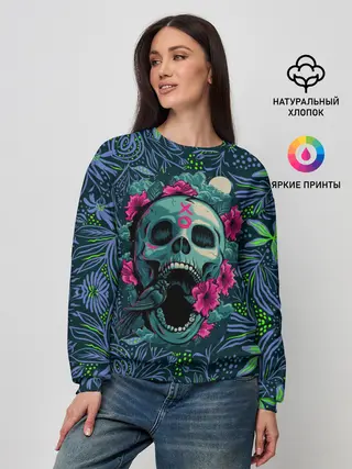 Женский свитшот / Череп В Цветах