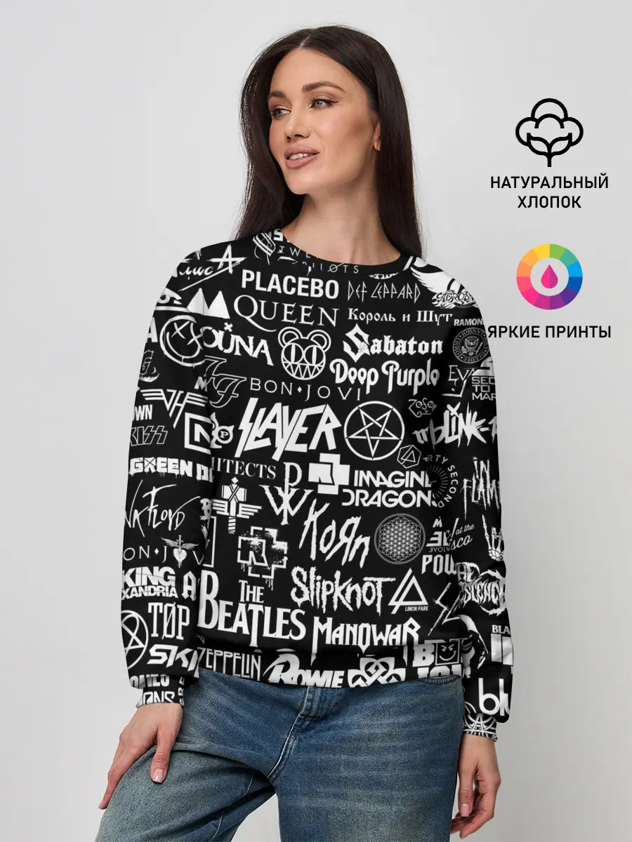 Женский свитшот / ЛОГОТИПЫ РОК ГРУПП | ROCK