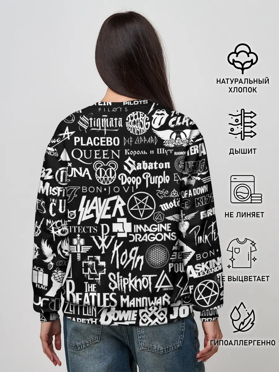 Женский свитшот / ЛОГОТИПЫ РОК ГРУПП | ROCK
