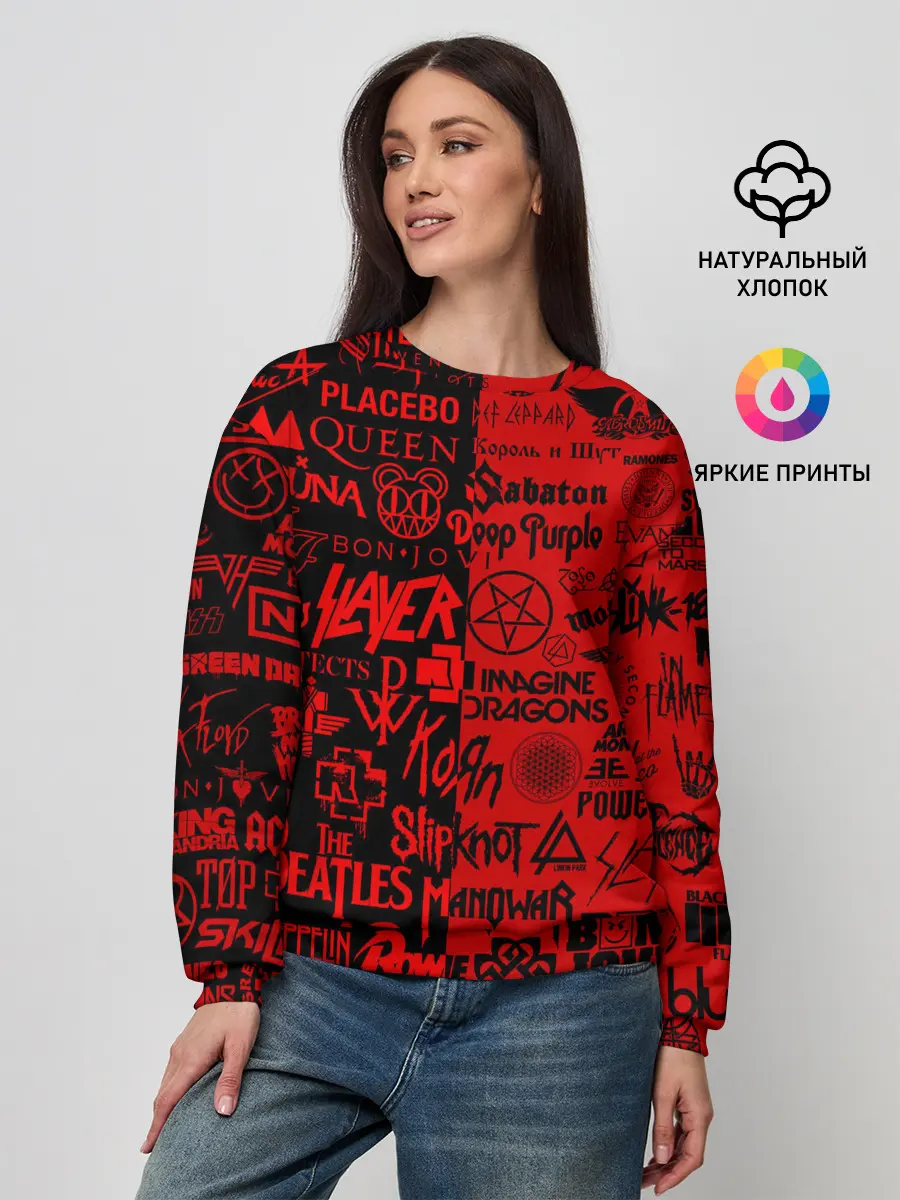Женский свитшот / ЛОГОТИПЫ РОК ГРУПП | ROCK