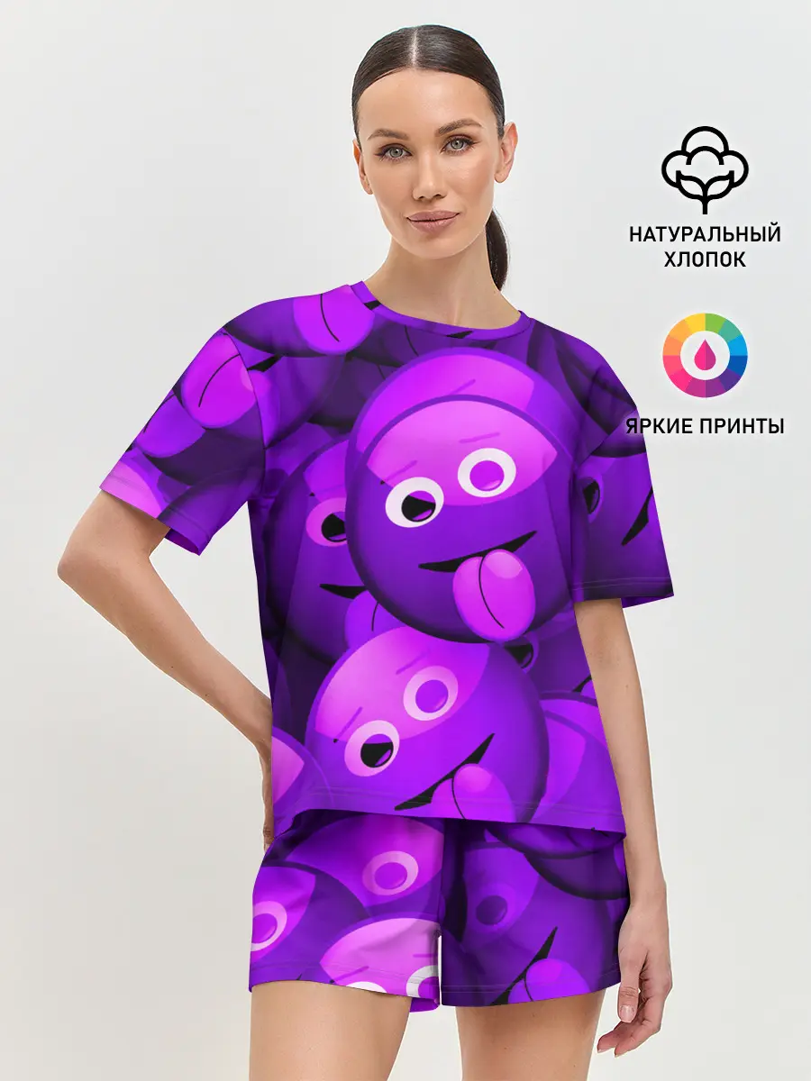 Женская пижама с шортами / НЕОНОВЫЕ СМАЙЛЫ