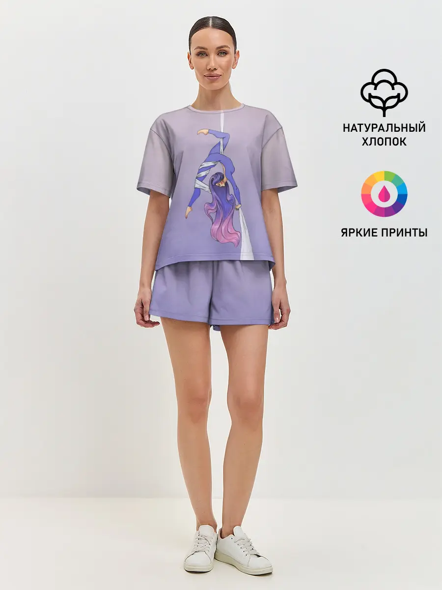 Женская пижама с шортами / Гимнастка на полотне