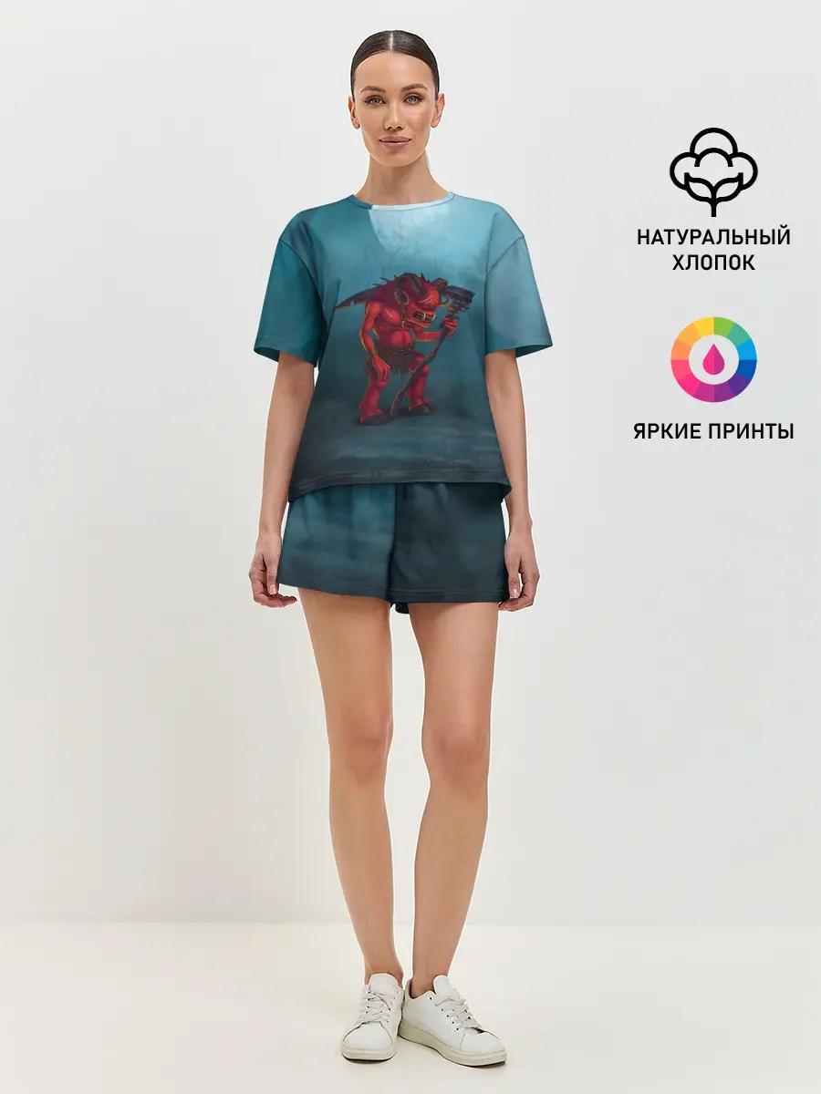 Женская пижама с шортами / Сэр Троглодит - Демон, болото