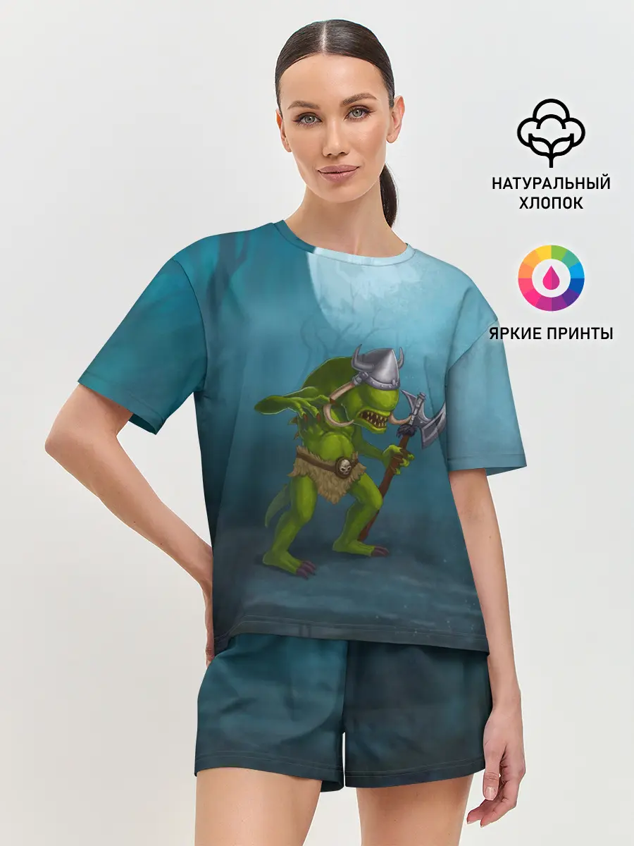 Женская пижама с шортами / Сэр Троглодит - Варвар, болото