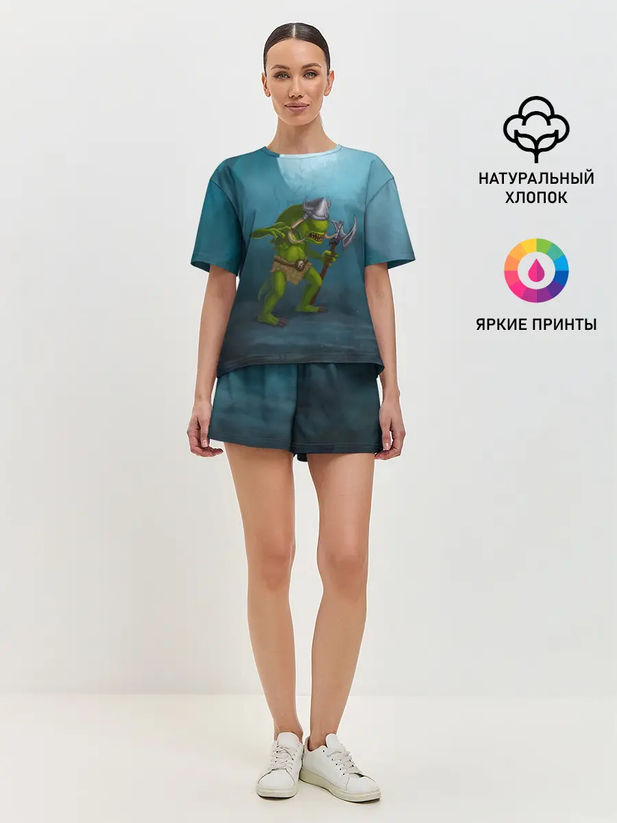 Женская пижама с шортами / Сэр Троглодит - Варвар, болото