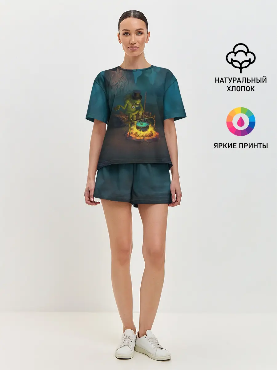 Женская пижама с шортами / Сэр Троглодит - Болото, англ
