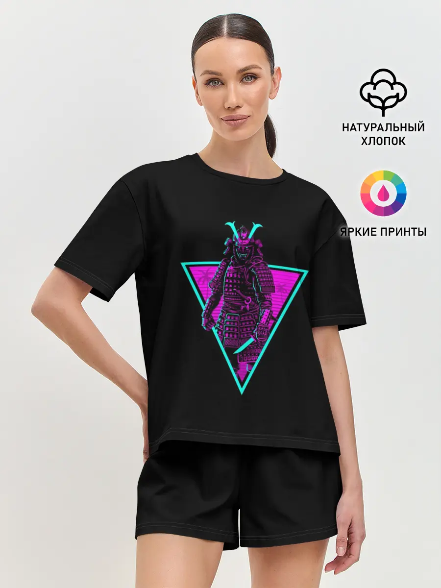Женская пижама с шортами / Samurai Retro Neon