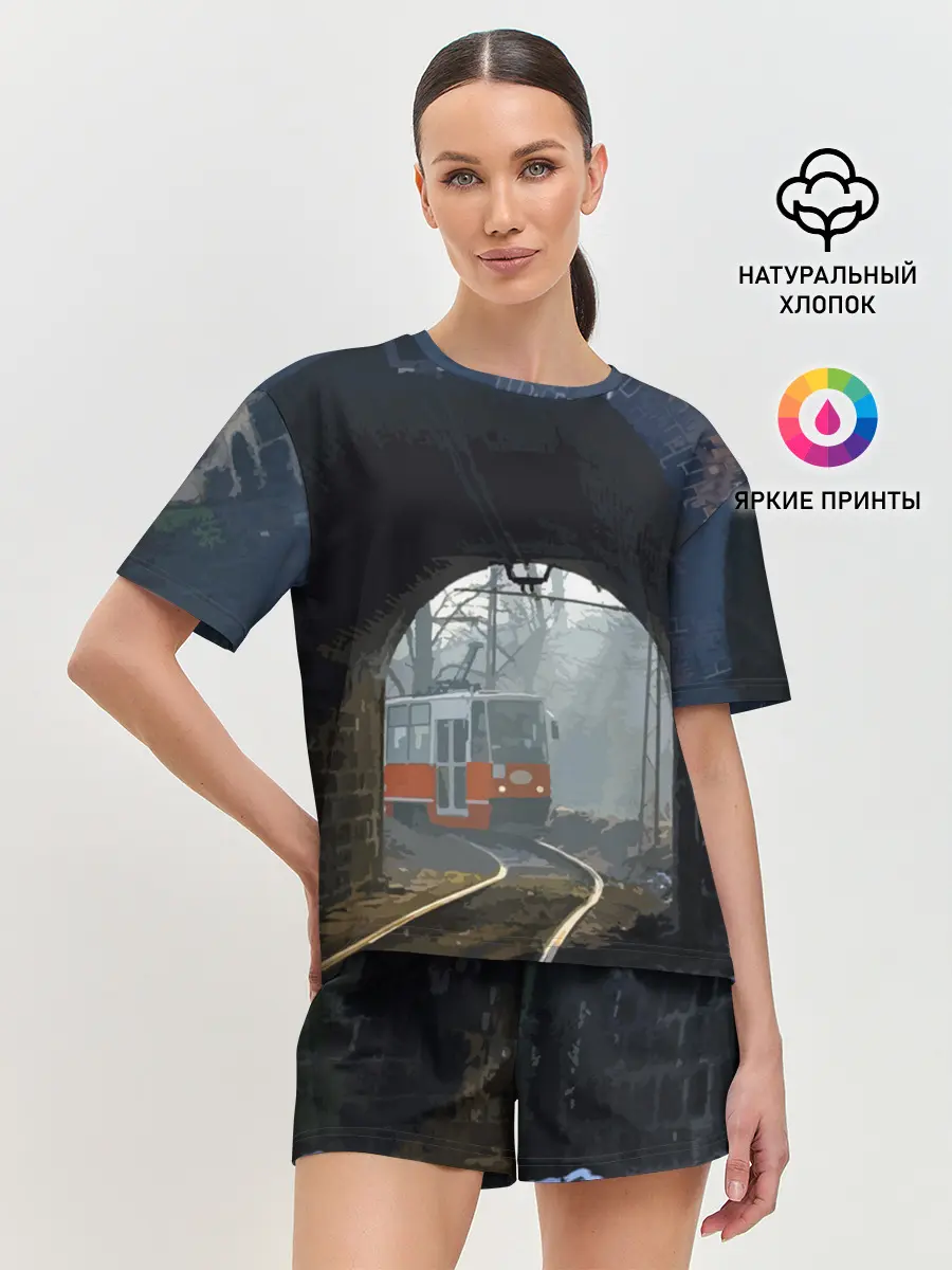 Женская пижама с шортами / Трамвай