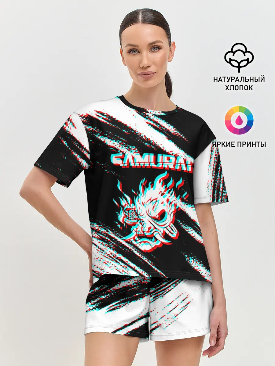 Женская пижама с шортами / Samurai | Glitch.