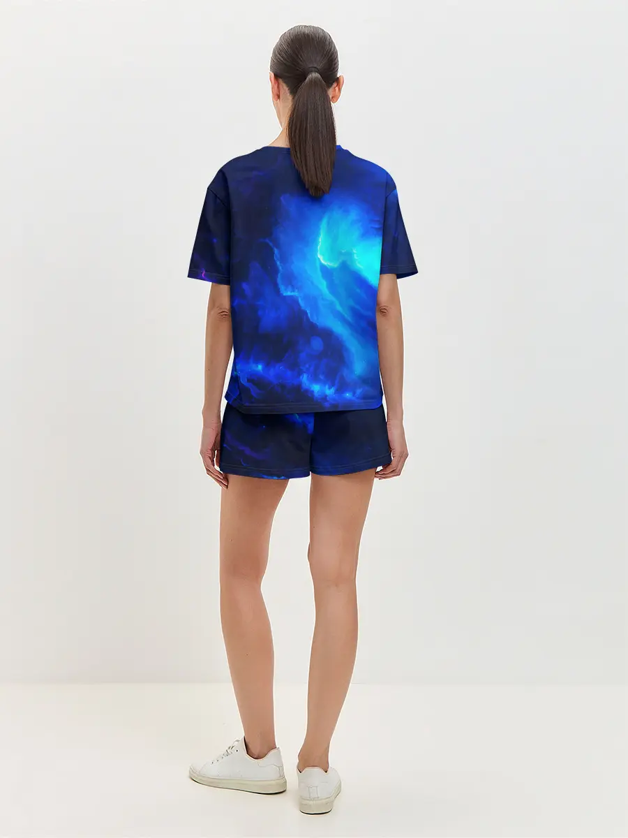 Женская пижама с шортами / СИНИЙ КОСМОС