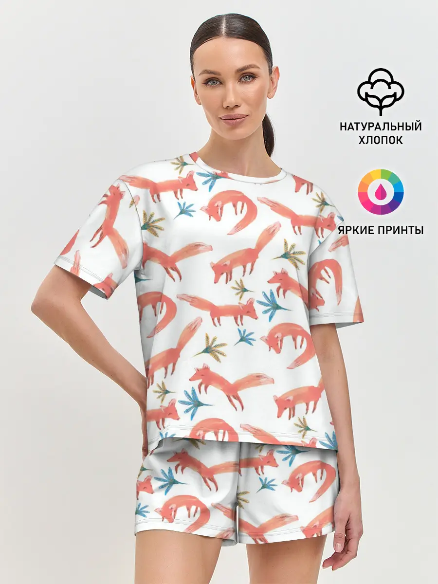 Женская пижама с шортами / Fox Pattern