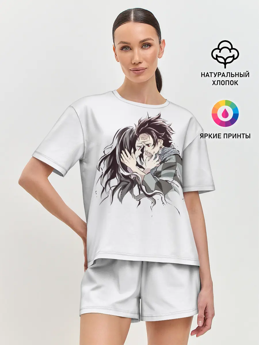 Женская пижама с шортами / Kimetsu no Yaiba поцелуйчики