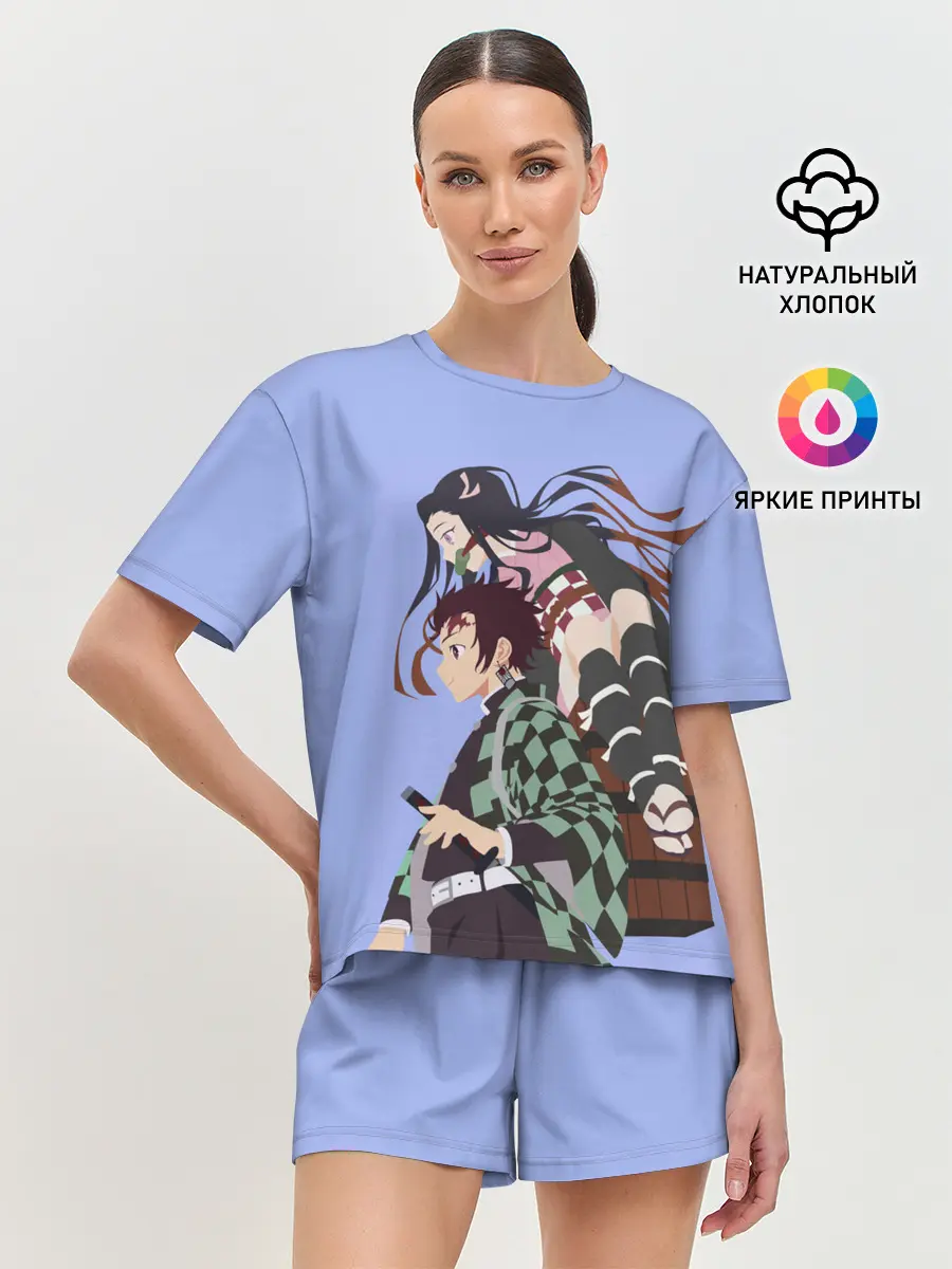 Женская пижама с шортами / Tanjirou & Nezuko