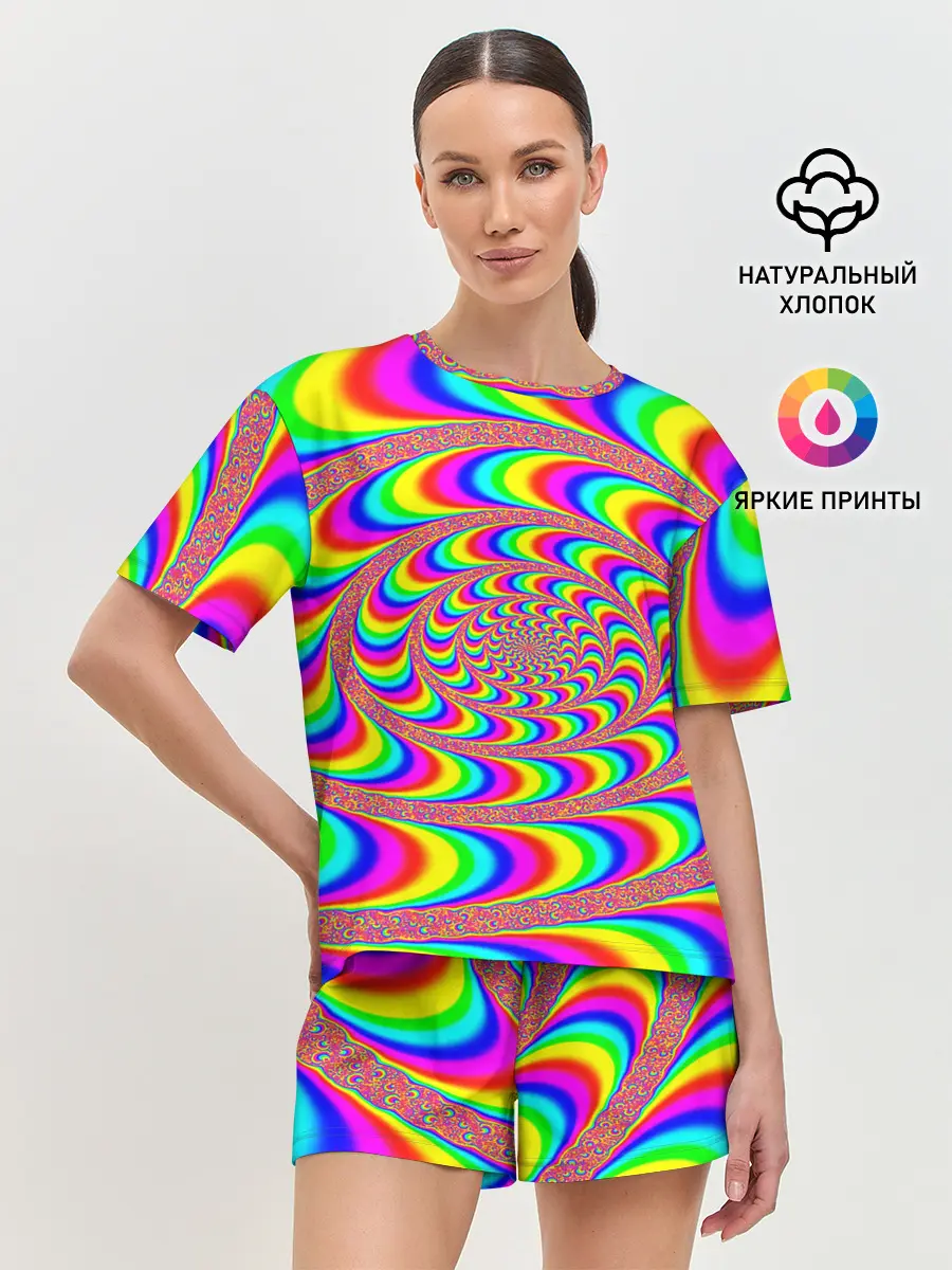 Женская пижама с шортами / Оптическая текстура