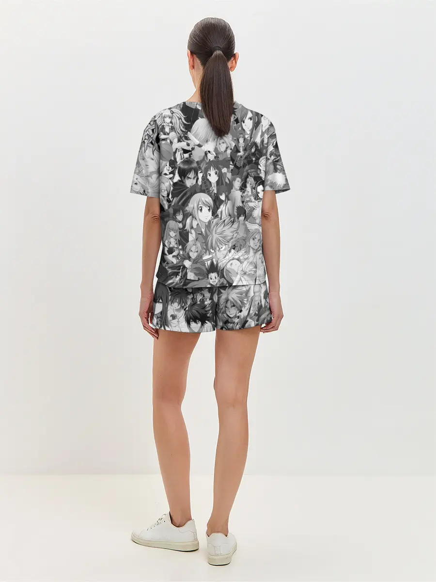 Женская пижама с шортами / МНОГО ЧЕРНО-БЕЛЫХ АНИМЕ ДЕВОЧЕК