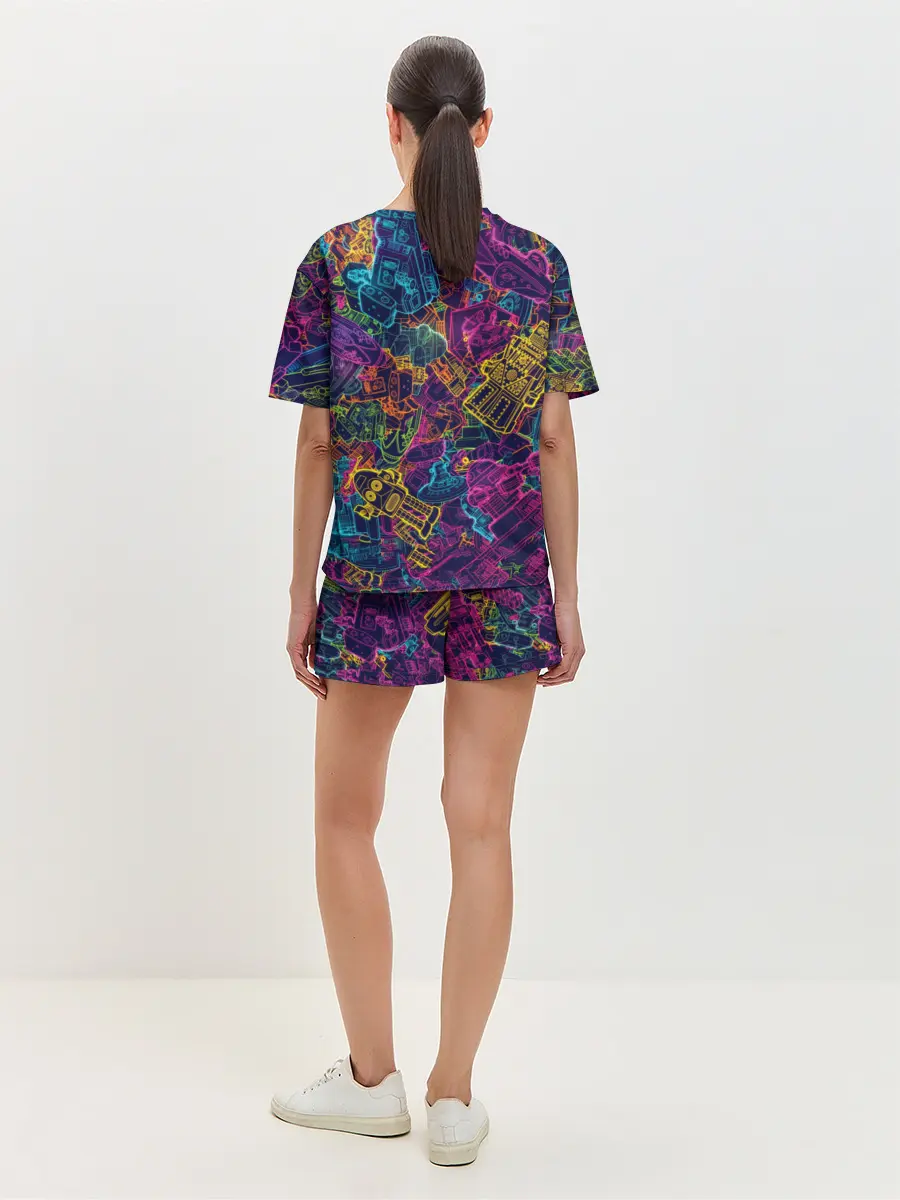 Женская пижама с шортами / Neon Robots