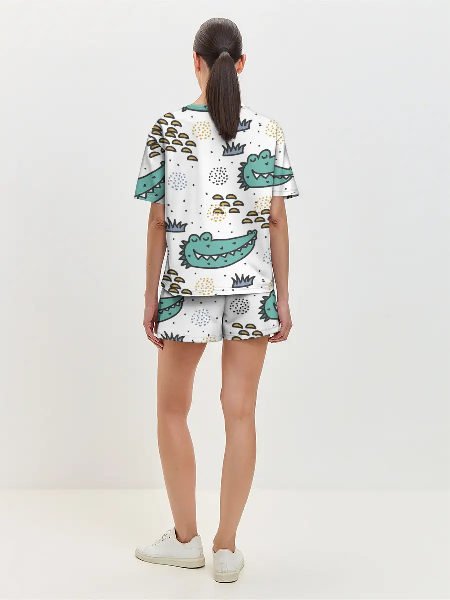 Женская пижама с шортами / Милый крокодил