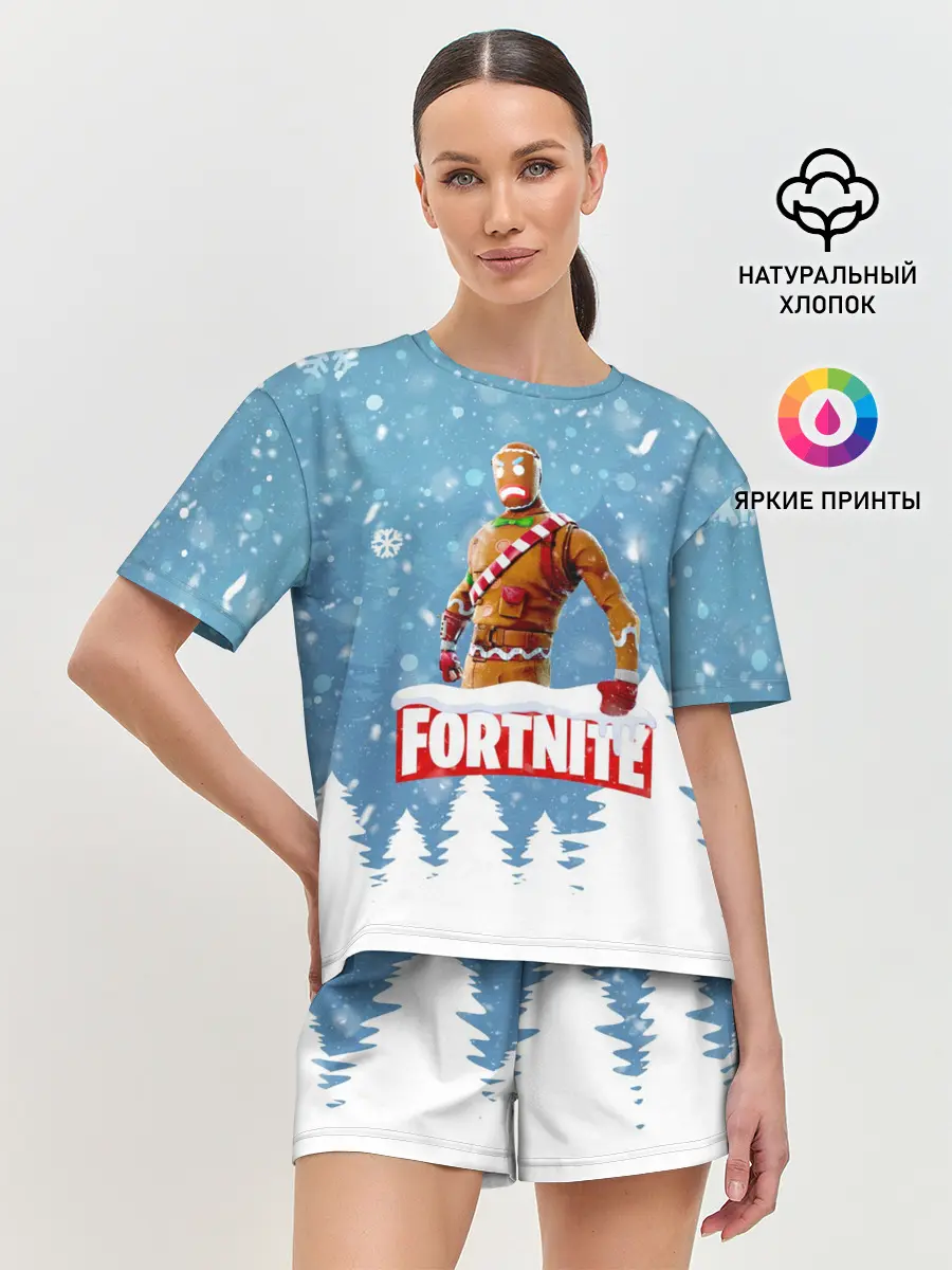 Женская пижама с шортами / Новогодний Fortnite