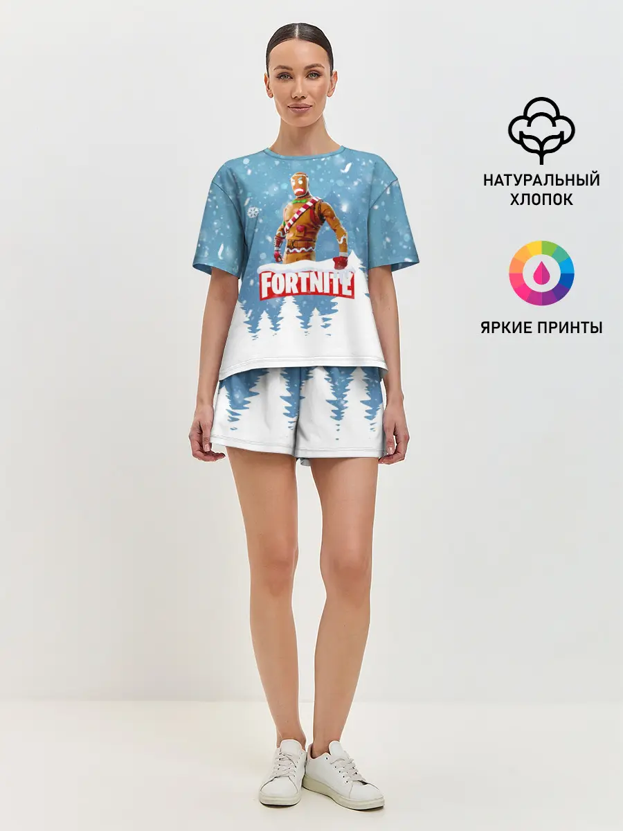 Женская пижама с шортами / Новогодний Fortnite