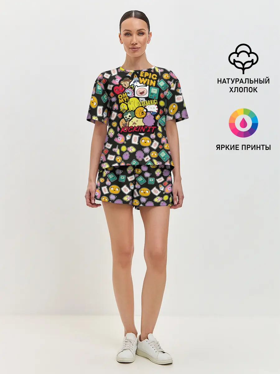 Женская пижама с шортами / Adventure Time stickers