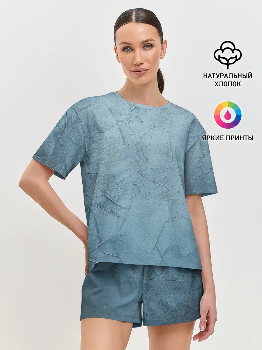 Женская пижама с шортами / Оттенки синего