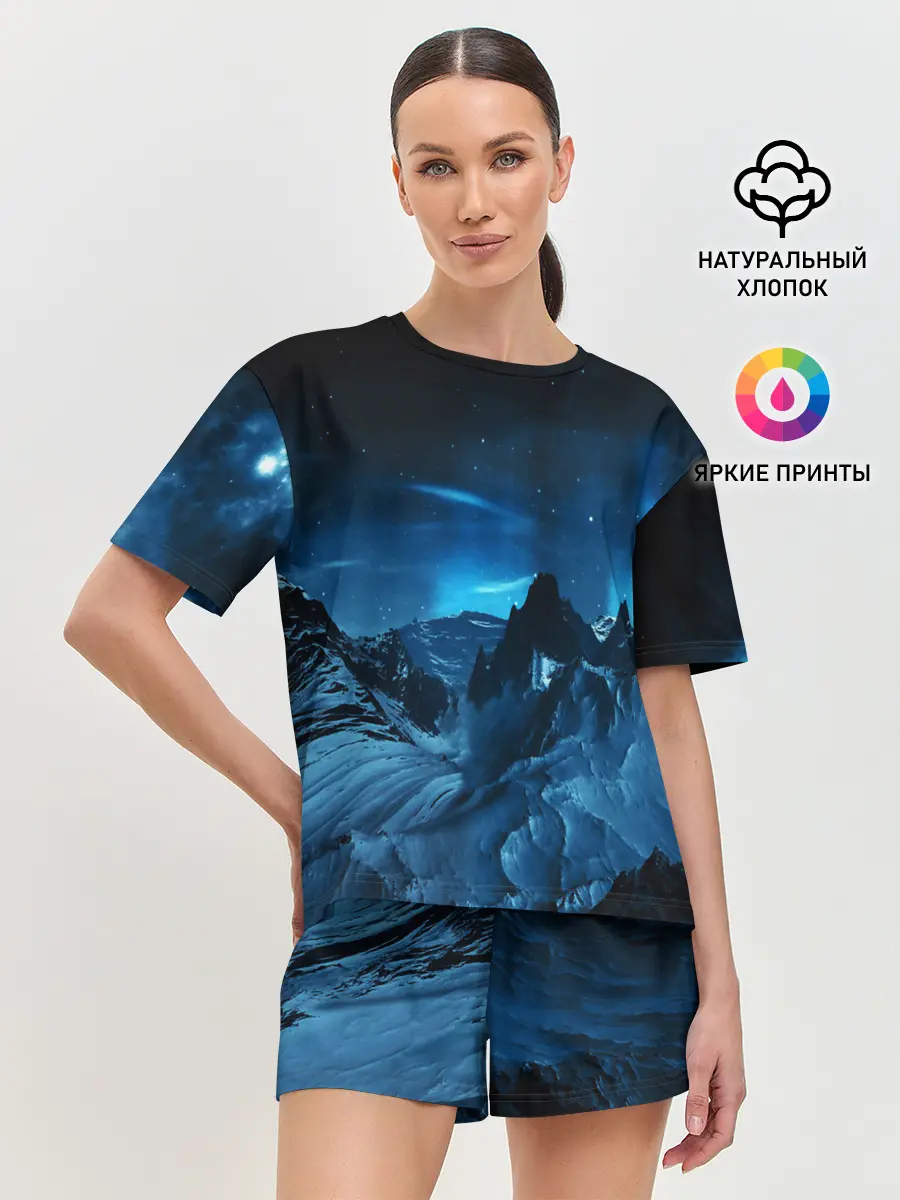 Женская пижама с шортами / Северное сияние