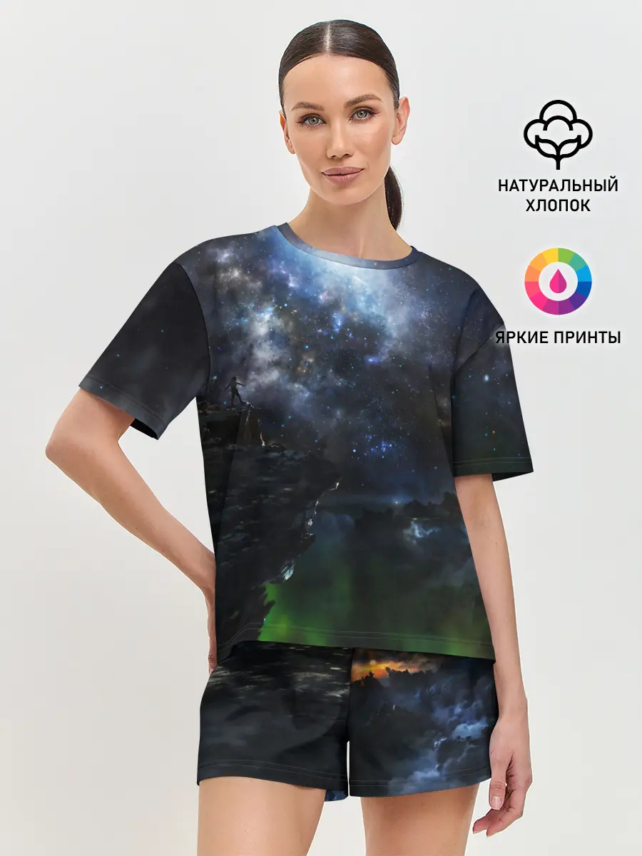 Женская пижама с шортами / Космос