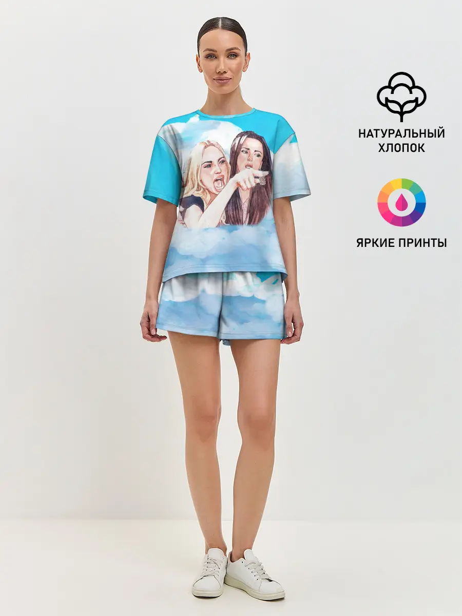 Женская пижама с шортами / Акварельный Мем