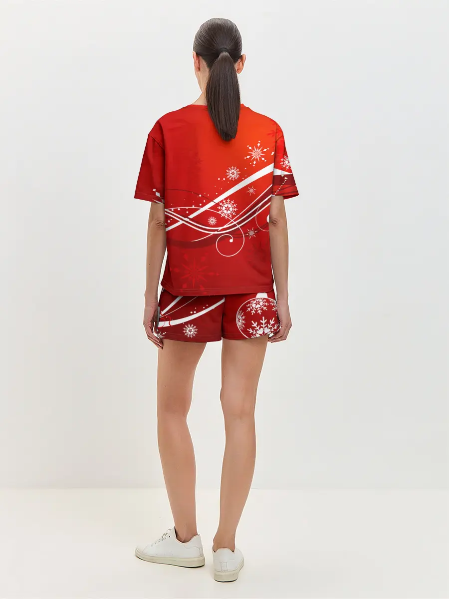 Женская пижама с шортами / Отель хазбин Новогодний