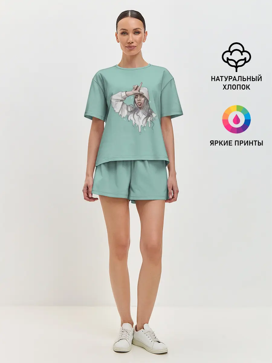 Женская пижама с шортами / Billie Eilish Mint Art