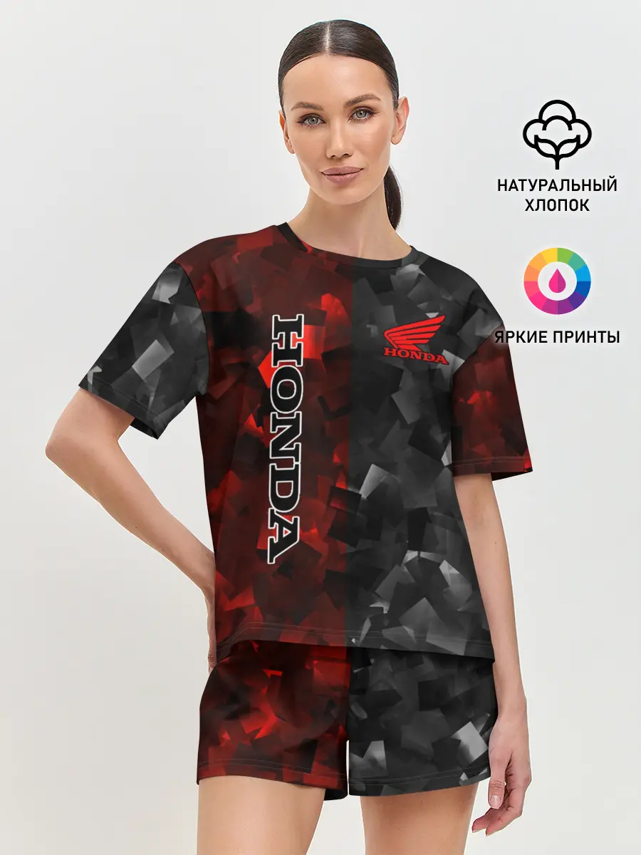 Женская пижама с шортами / HONDA | RedBlack