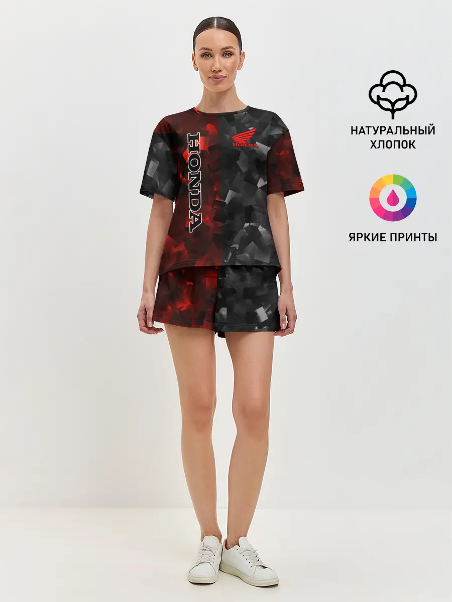 Женская пижама с шортами / HONDA | RedBlack