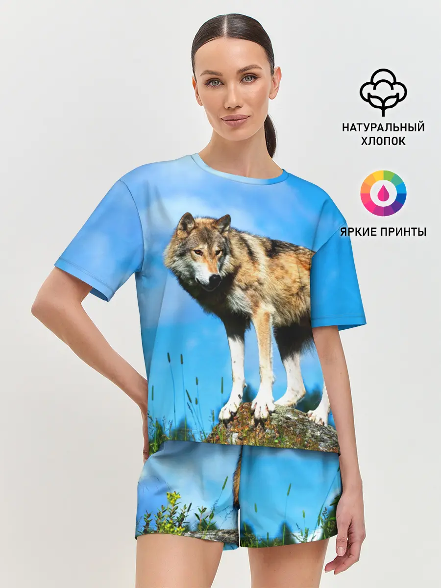 Женская пижама с шортами / Волк