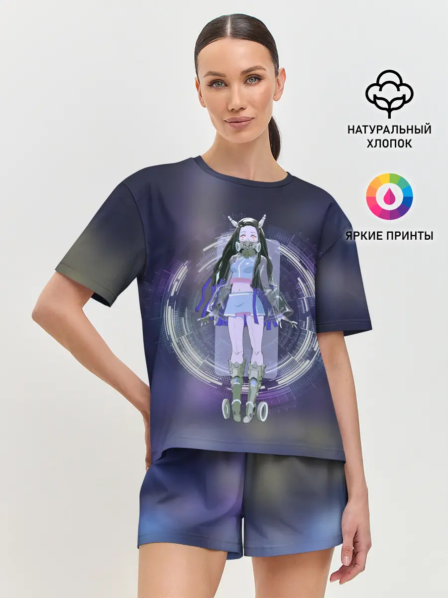 Женская пижама с шортами / Nezuko Cyberpunk