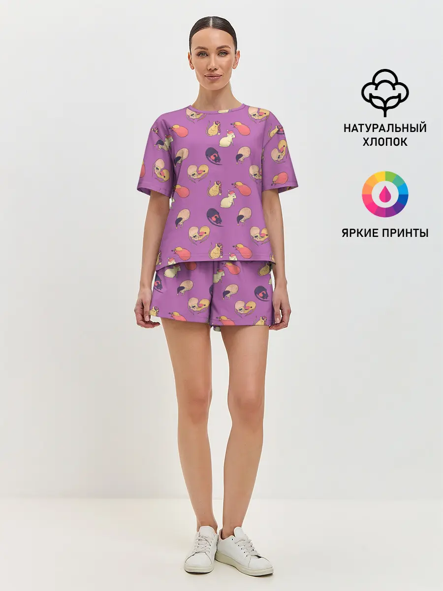 Женская пижама с шортами / Спящие мыши