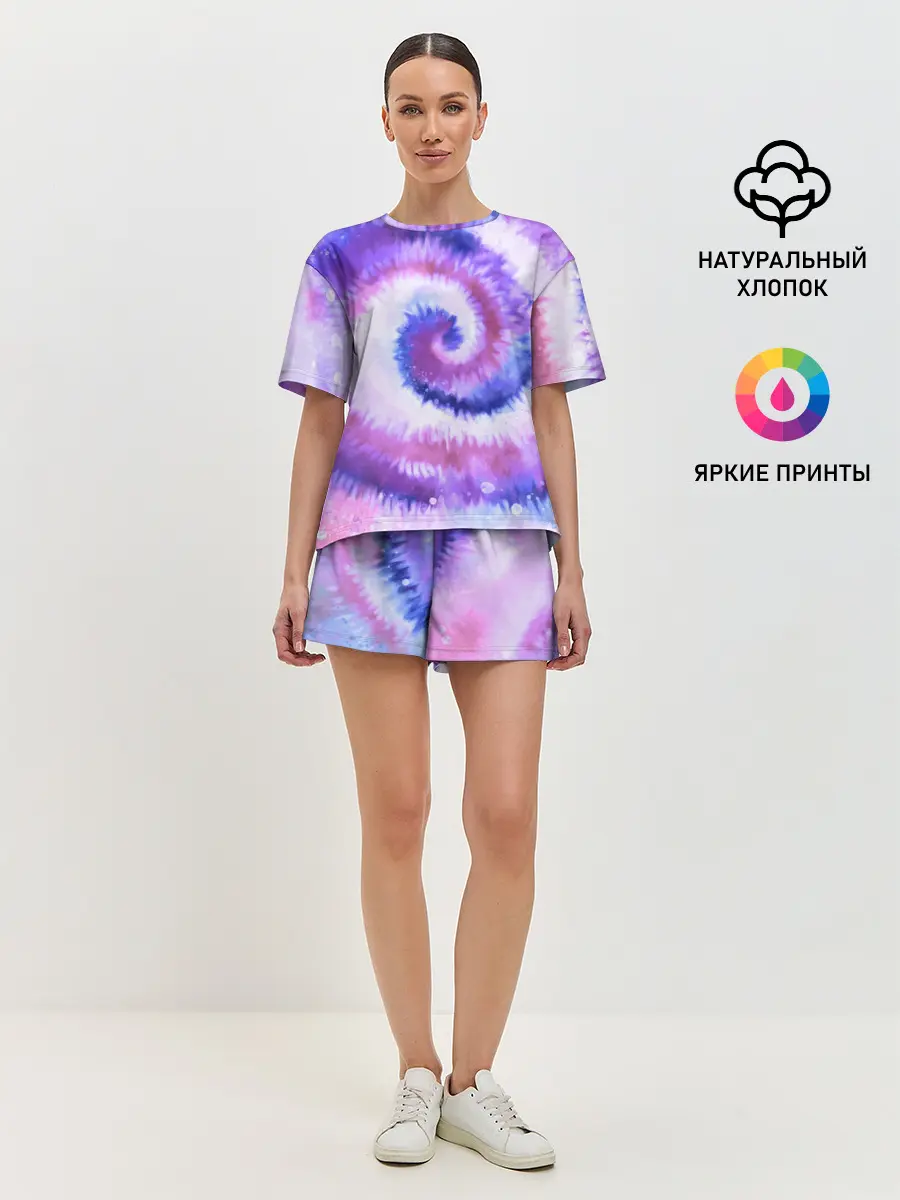 Женская пижама с шортами / TIE-DYE PURPLE