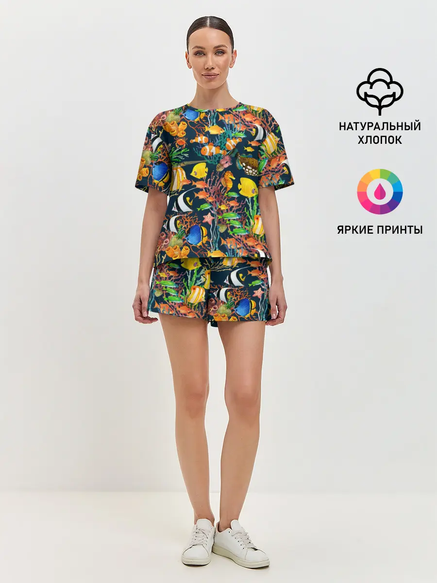 Женская пижама с шортами / Морской мир