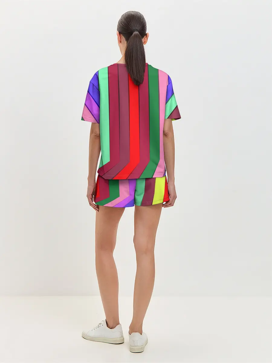 Женская пижама с шортами / радуга