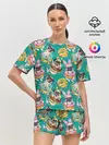 Женская пижама с шортами / Мопсы в пончиках
