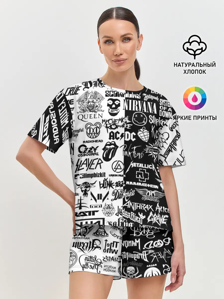 Женская пижама с шортами / Эмблемы Рок Групп