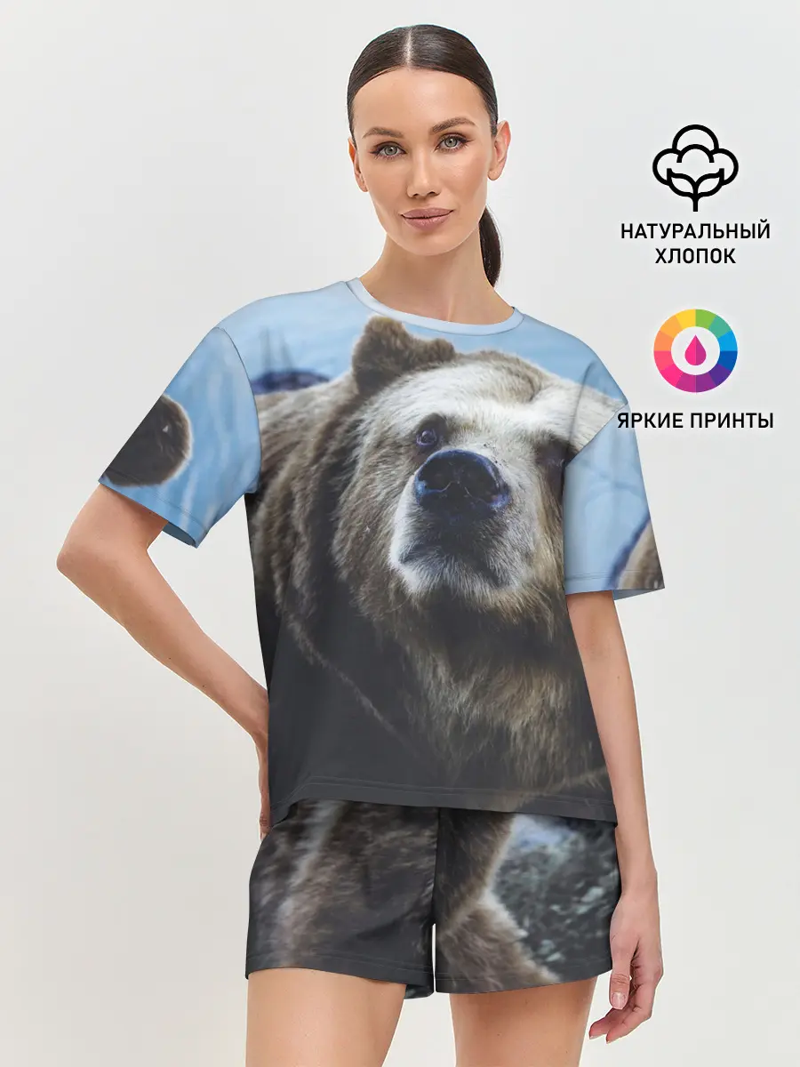 Женская пижама с шортами / Гризли