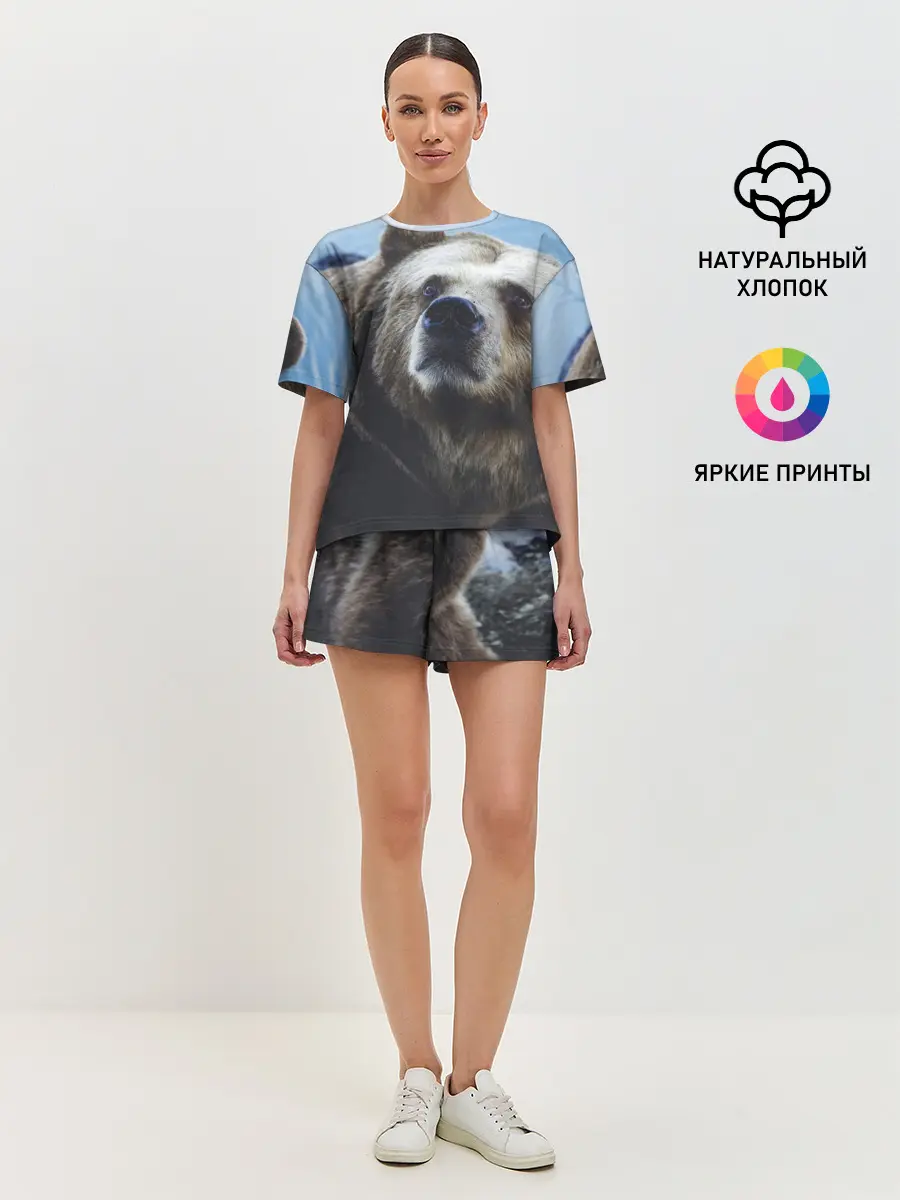 Женская пижама с шортами / Гризли