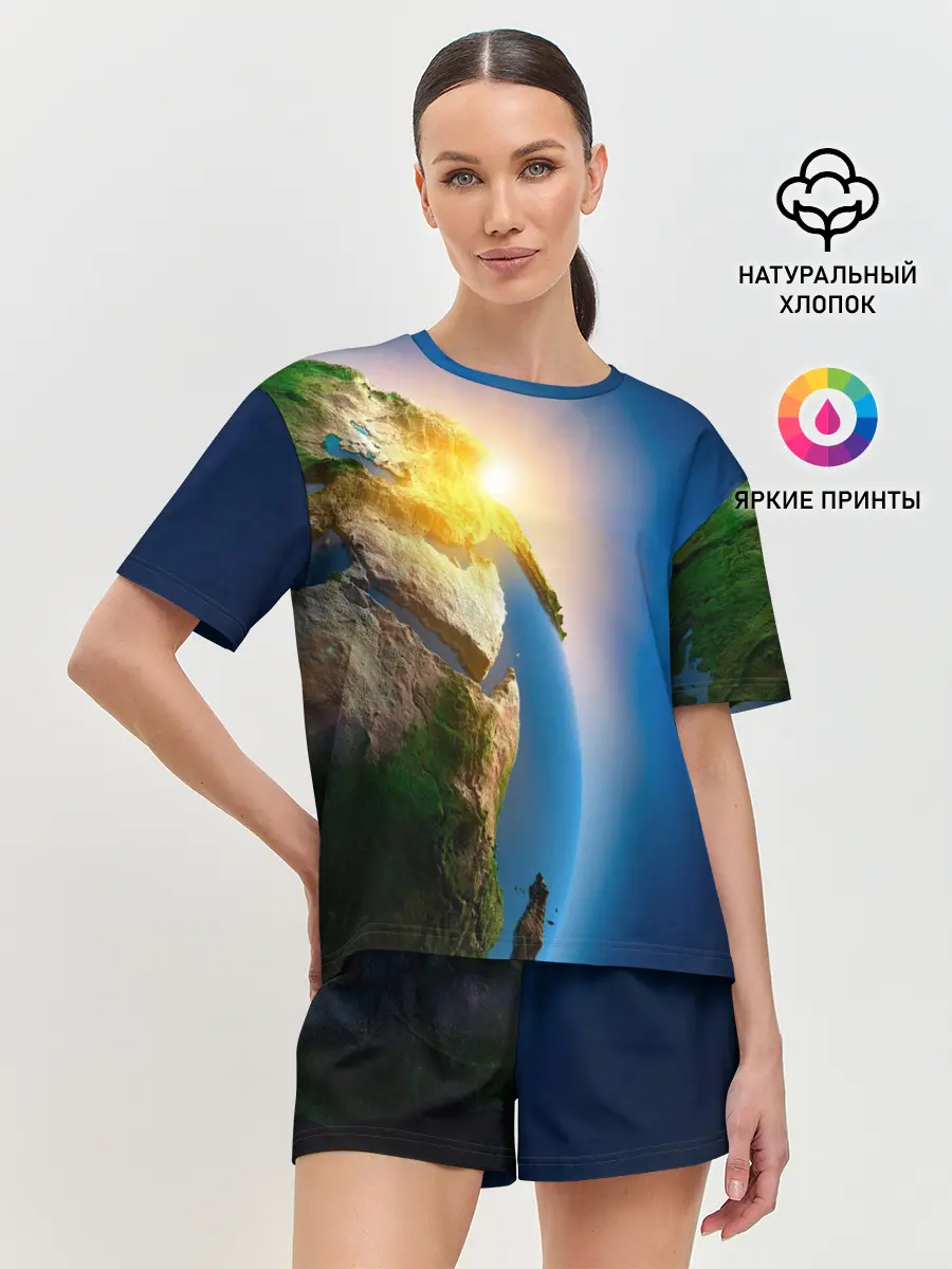 Женская пижама с шортами / Планета Земля