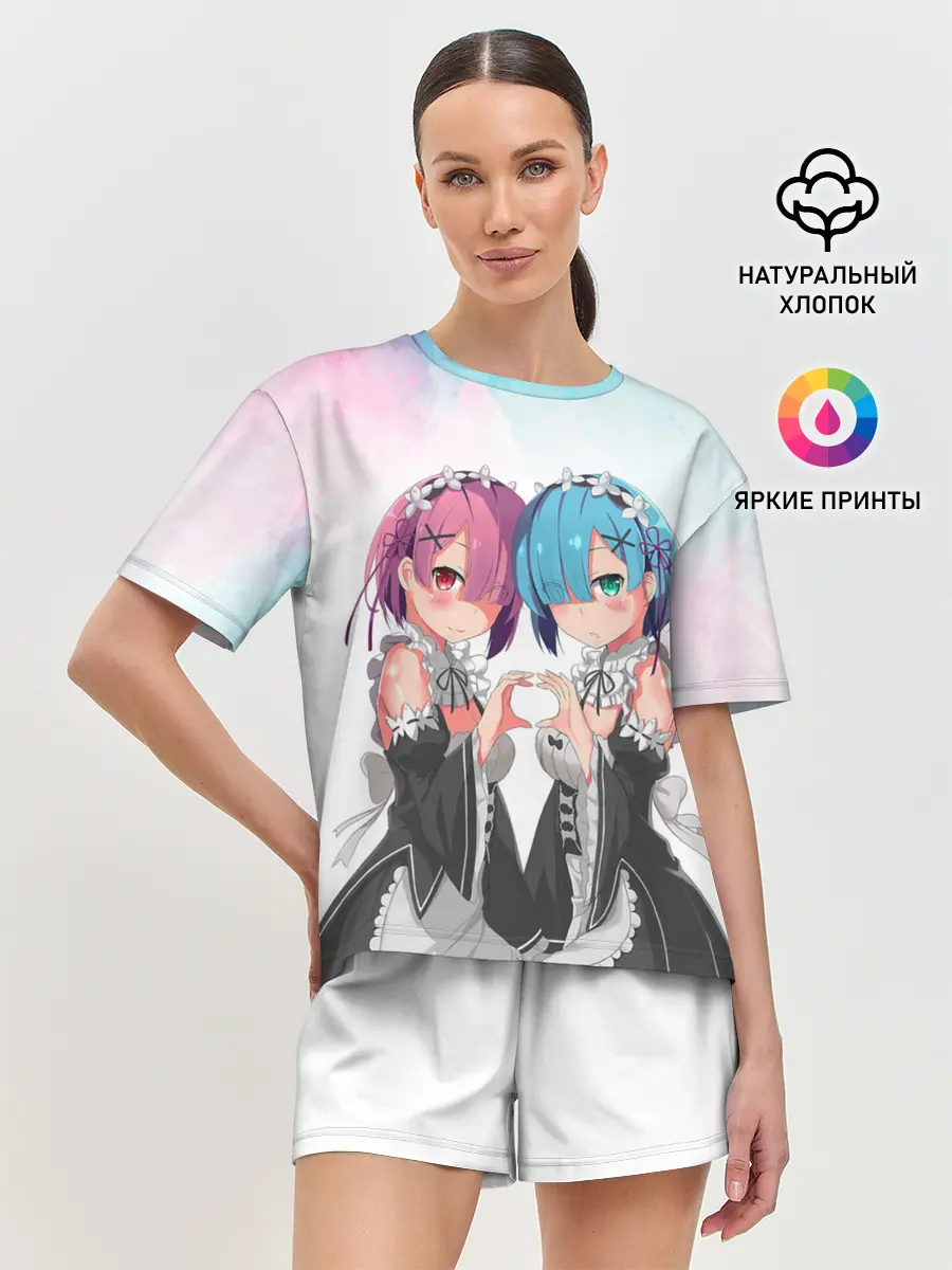 Женская пижама с шортами / Re:Zero, Рам и Рем