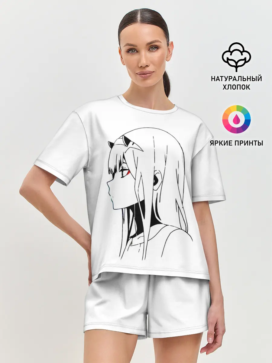 Женская пижама с шортами / Ноль Два. Контур