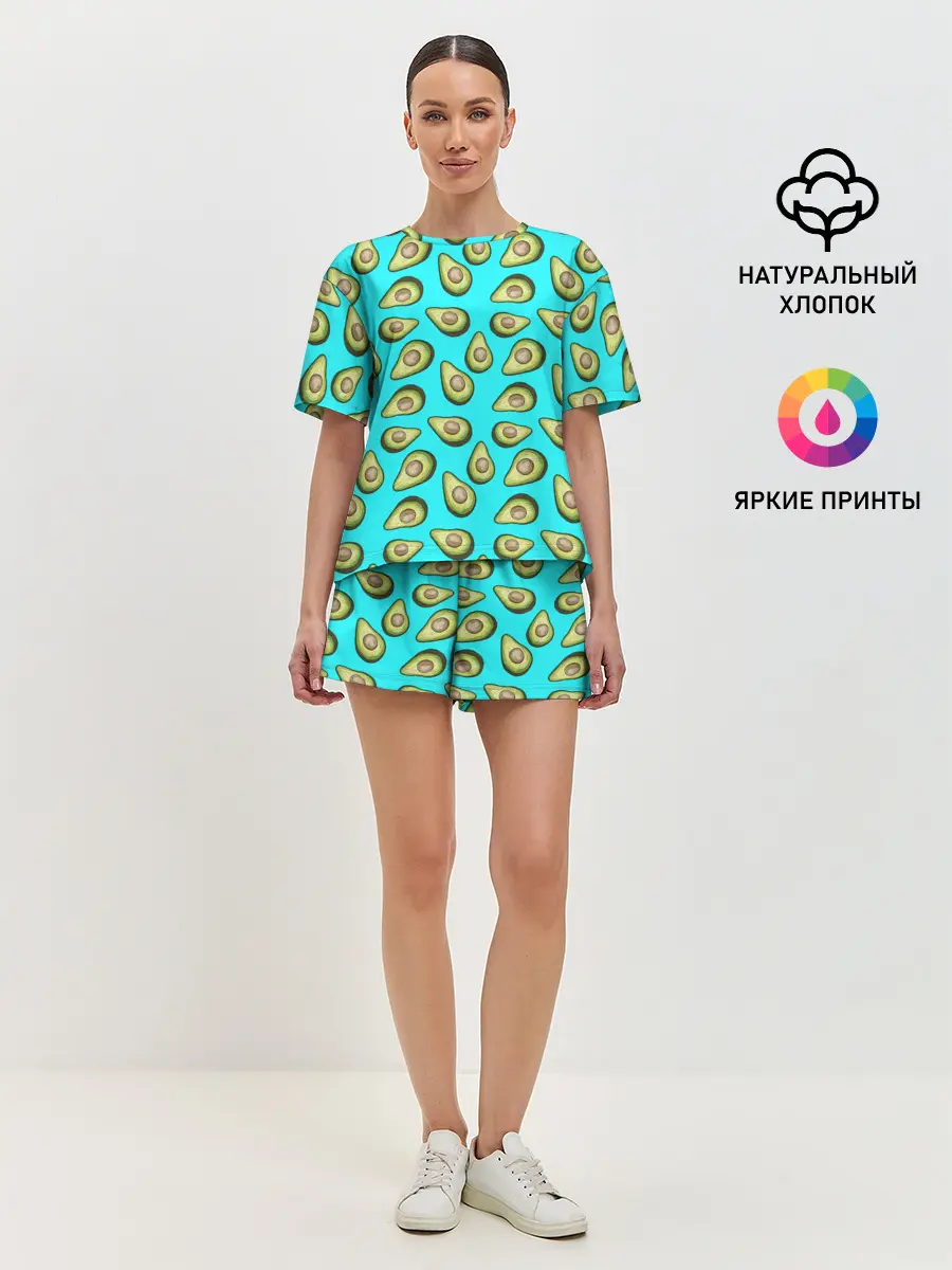 Женская пижама с шортами / Авокадо